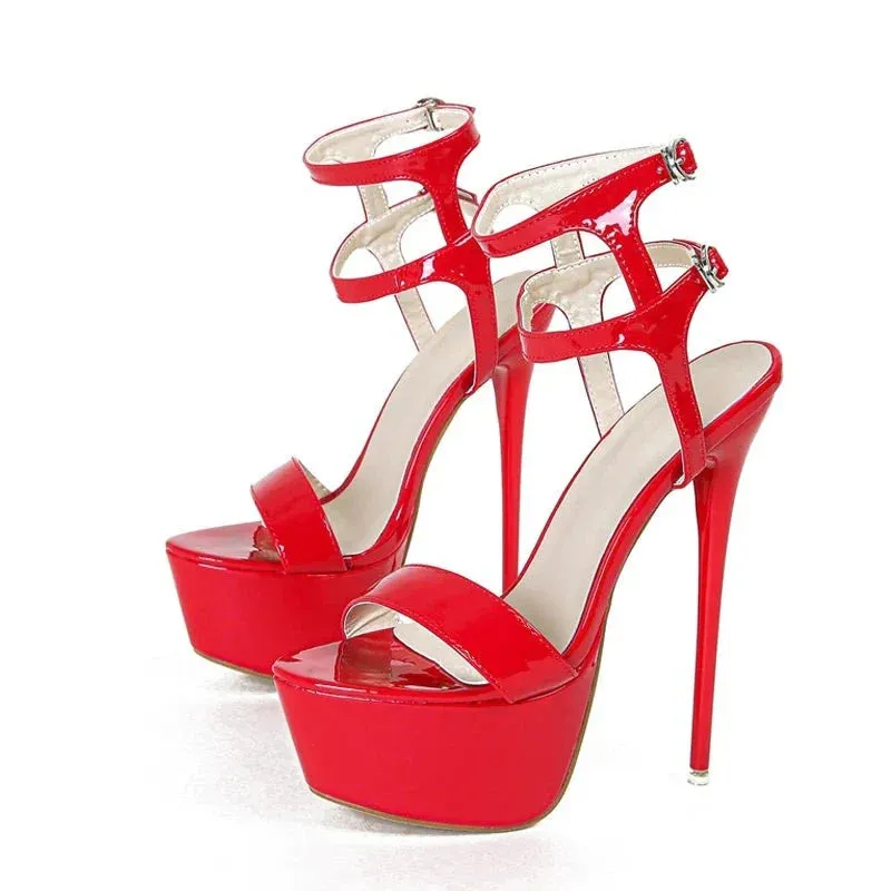 High Heels Platform Sandals For Women Fashion Double Buckle Strap Open Toe Wedding Banquet Shoes