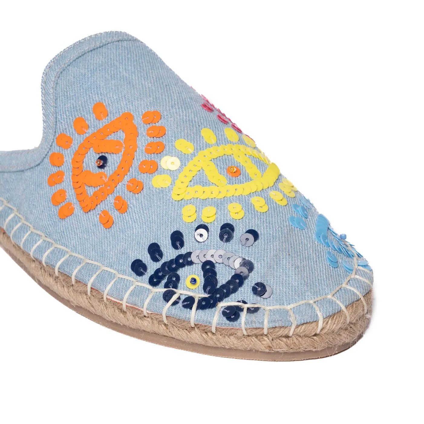 Joie Evil Eye Denim Espadrilles Flats