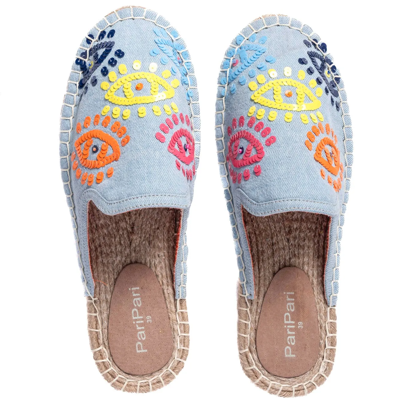 Joie Evil Eye Denim Espadrilles Flats