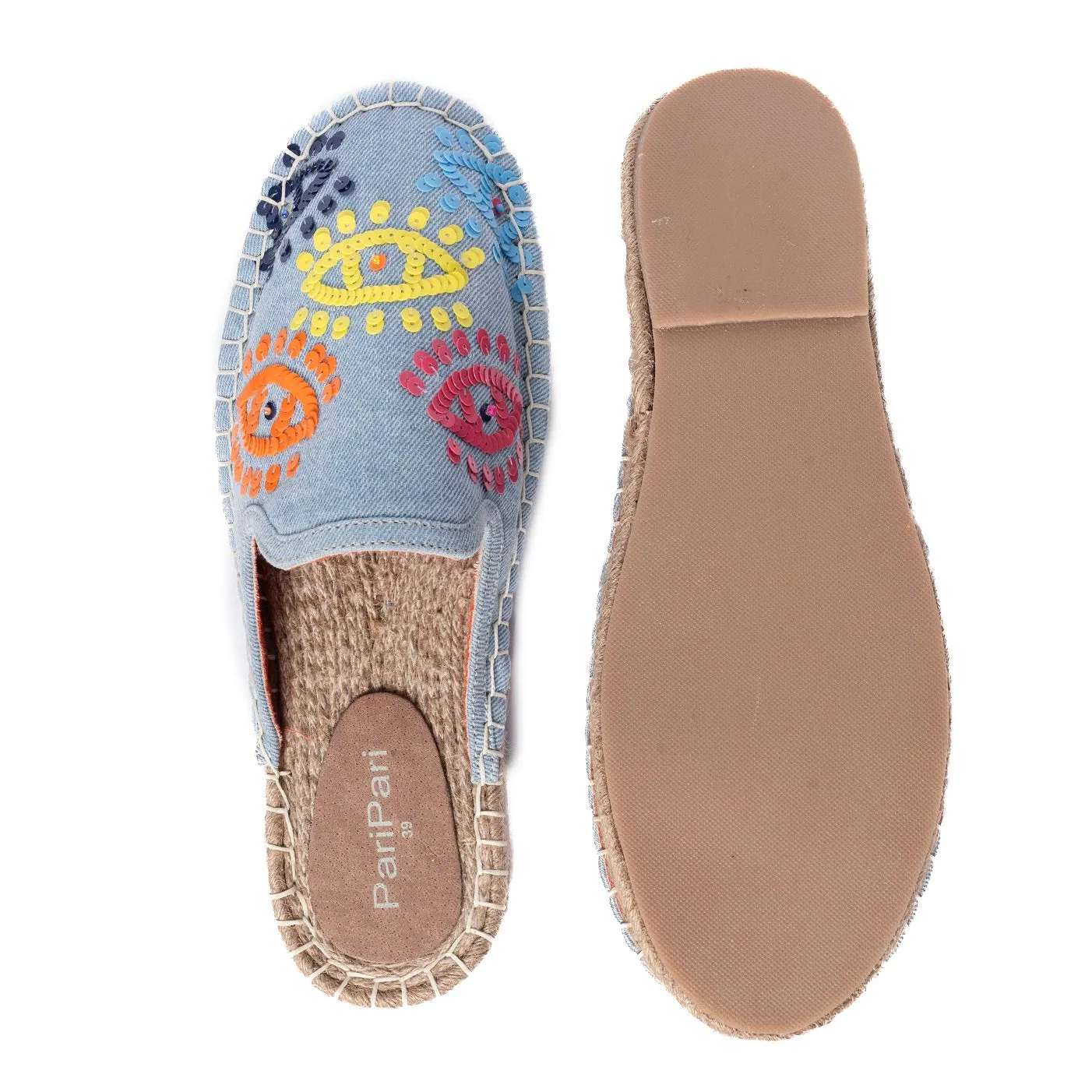 Joie Evil Eye Denim Espadrilles Flats
