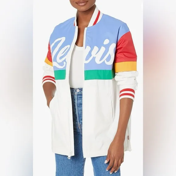 Levi’s Women’s Nylon Colorblocked Logo Bomber Jacket