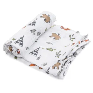 Little Unicorn Cotton Muslin Single Swaddle (Forest Friends)
