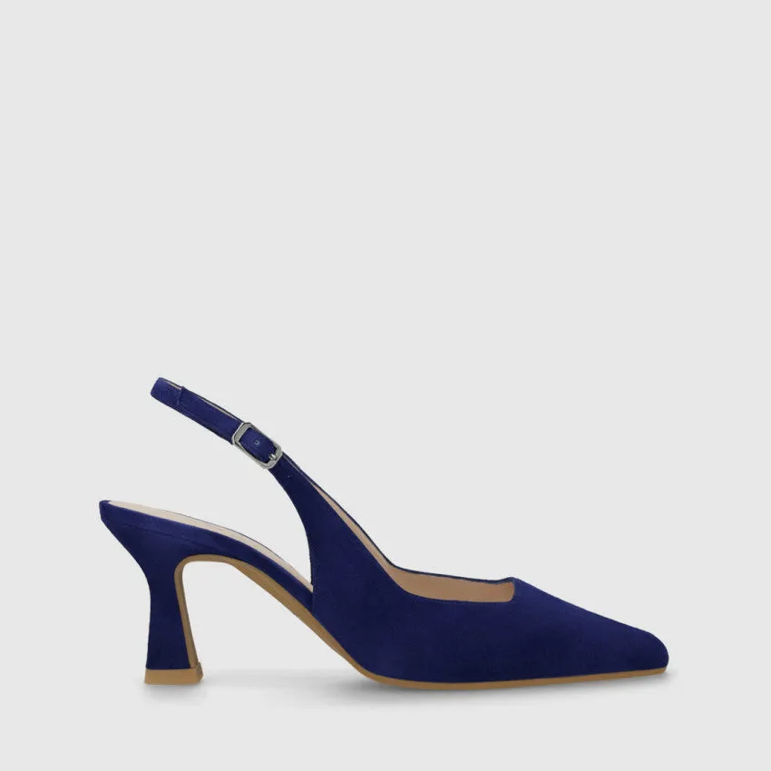 Lodi - Juco Blue Kitten Heel Slingback