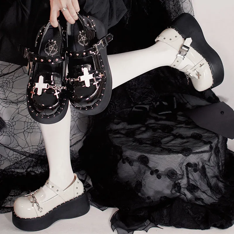 Lolita Sweet Cool Punk Goth Shoes LS0394