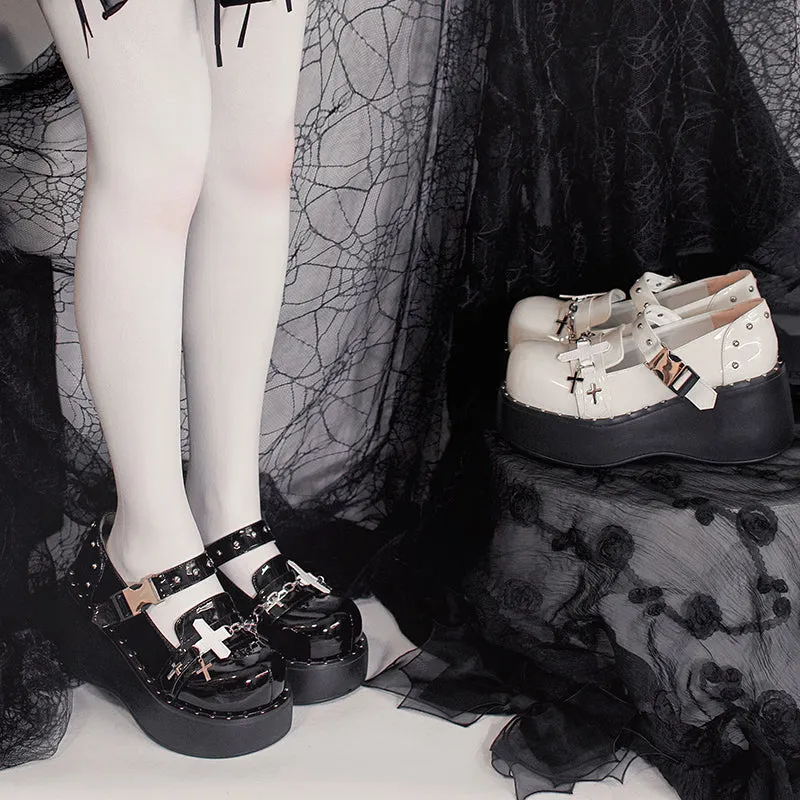 Lolita Sweet Cool Punk Goth Shoes LS0394