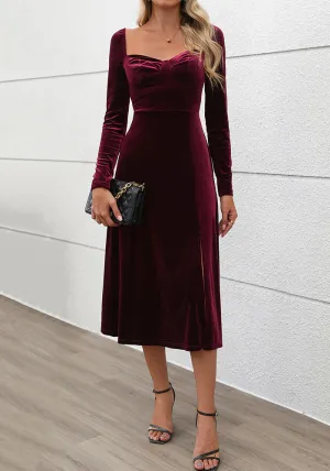 Luxurious Velvet Long Sleeve Slit Party Dress for Autumn and Winter Glamour