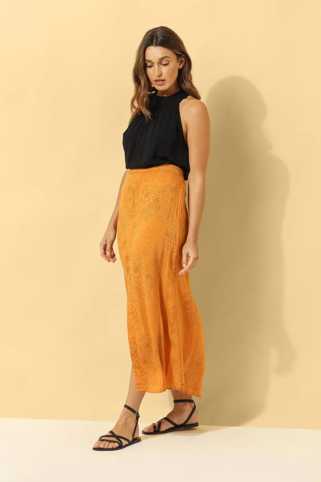 Mara Maxi Skirt ~ Burnt Orange