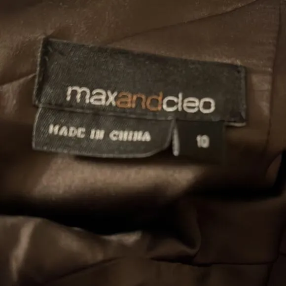 MAX AND CLEO chocolate brown satin sheath dress party cocktail fall | size 10