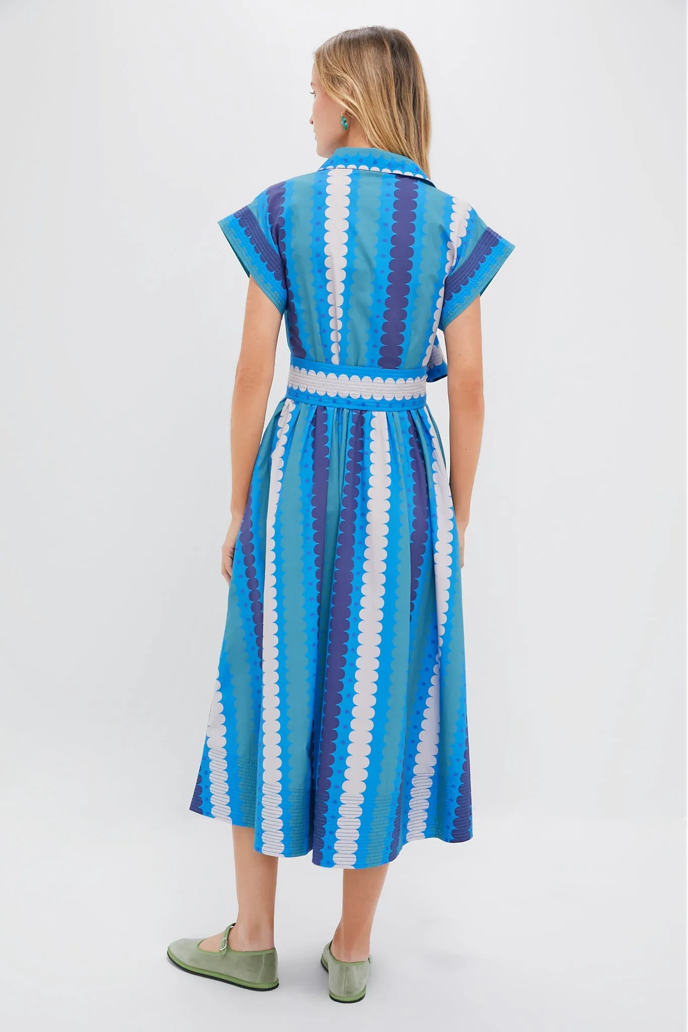 Meko Blue Belted Shirt Dress