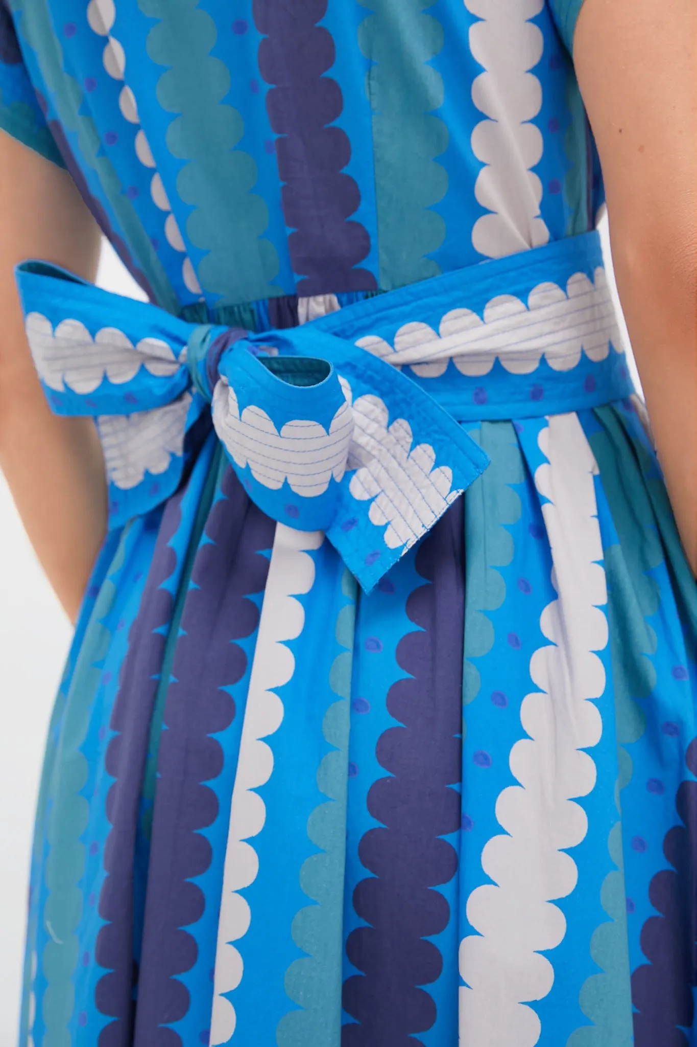 Meko Blue Belted Shirt Dress
