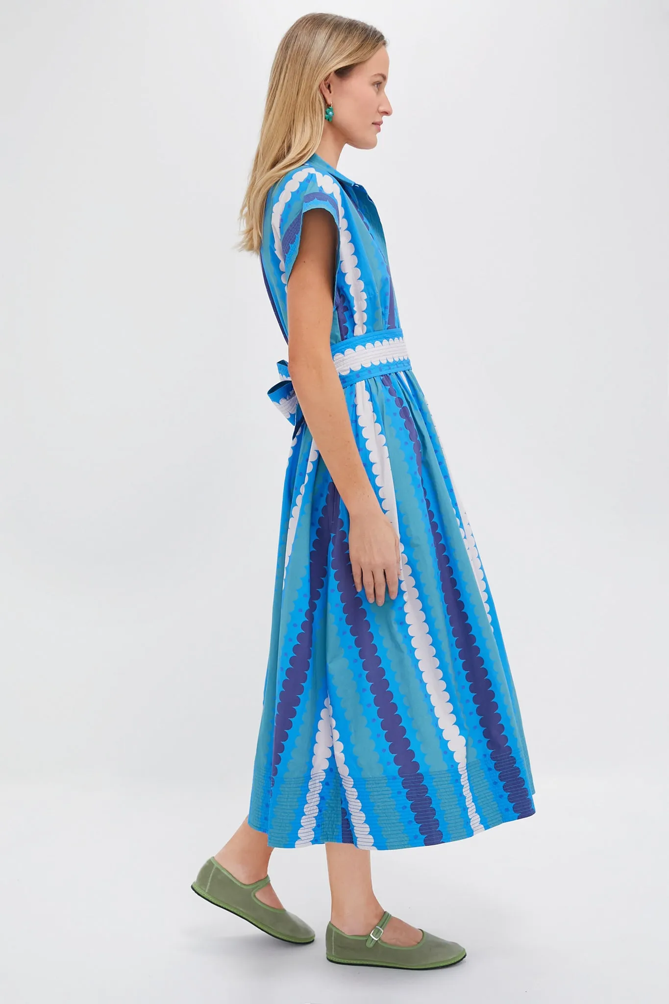 Meko Blue Belted Shirt Dress