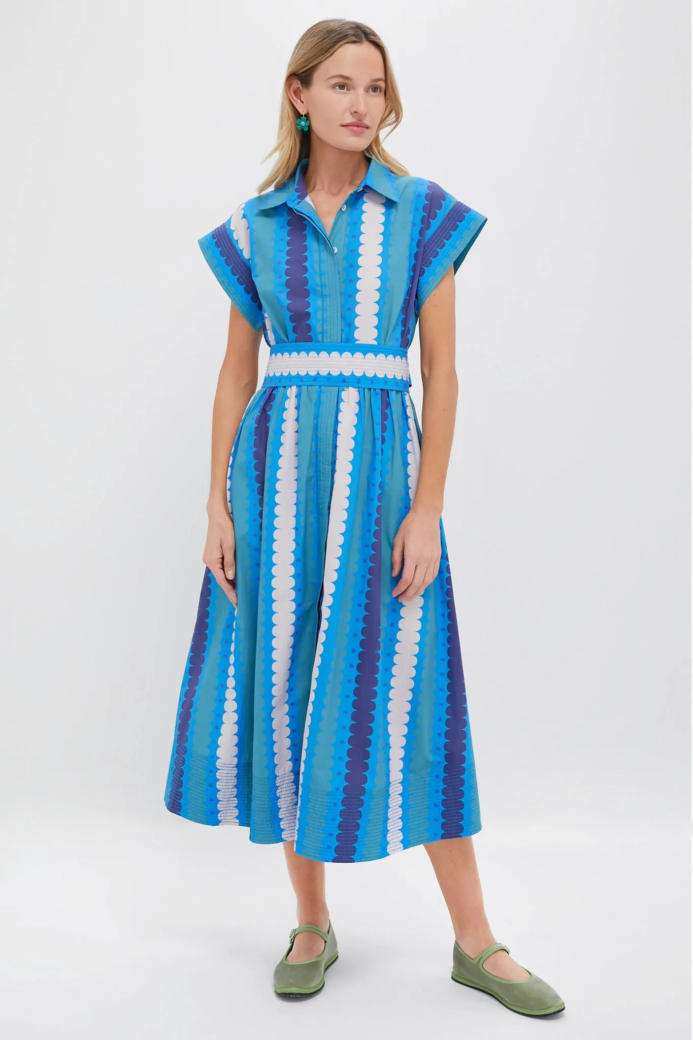 Meko Blue Belted Shirt Dress