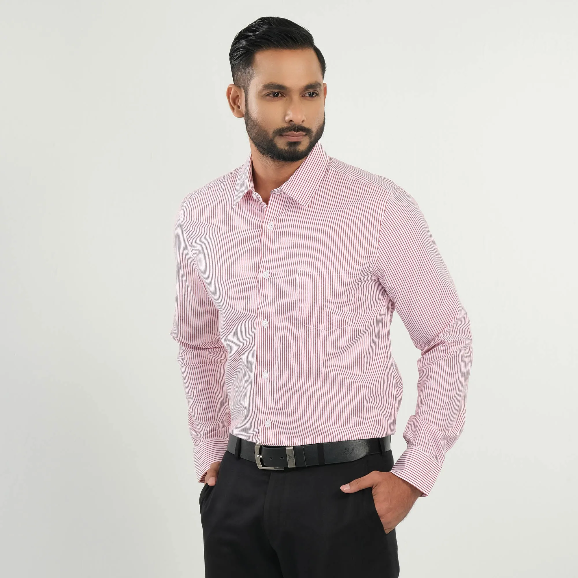 Mens Red Stripe Formal Shirt