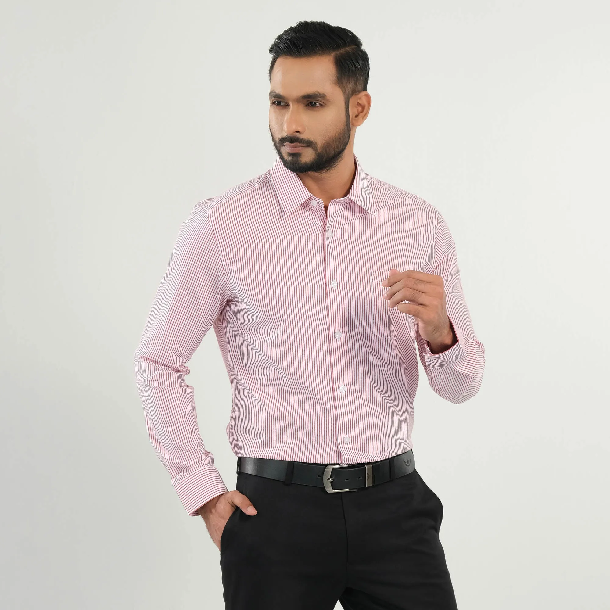 Mens Red Stripe Formal Shirt