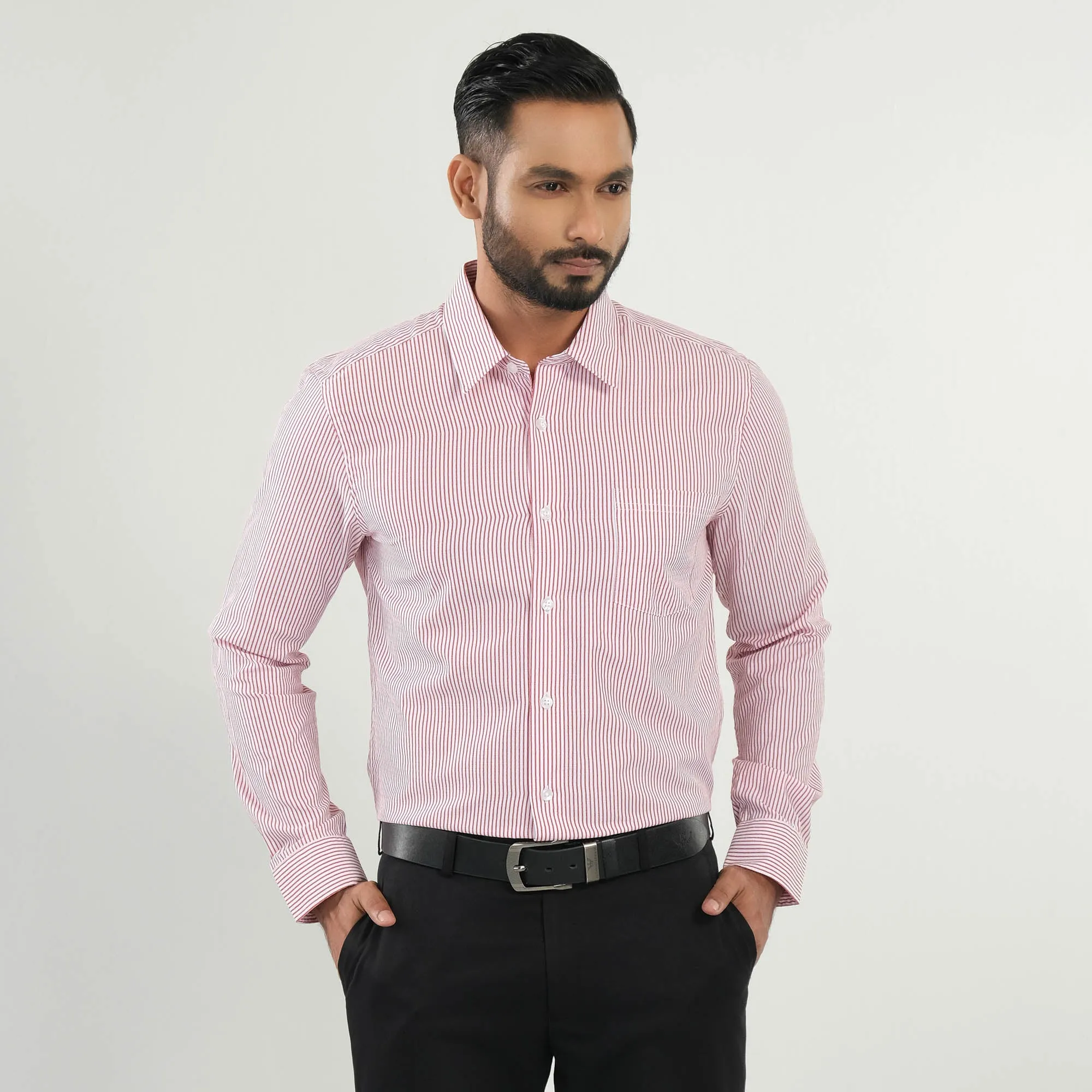Mens Red Stripe Formal Shirt