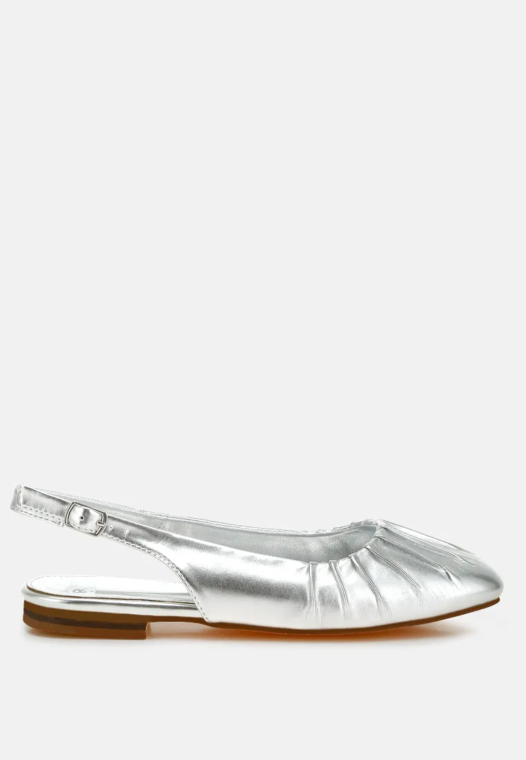 Metallic Square Toe Flat Slingbacks By RUW