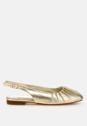 Metallic Square Toe Flat Slingbacks By RUW