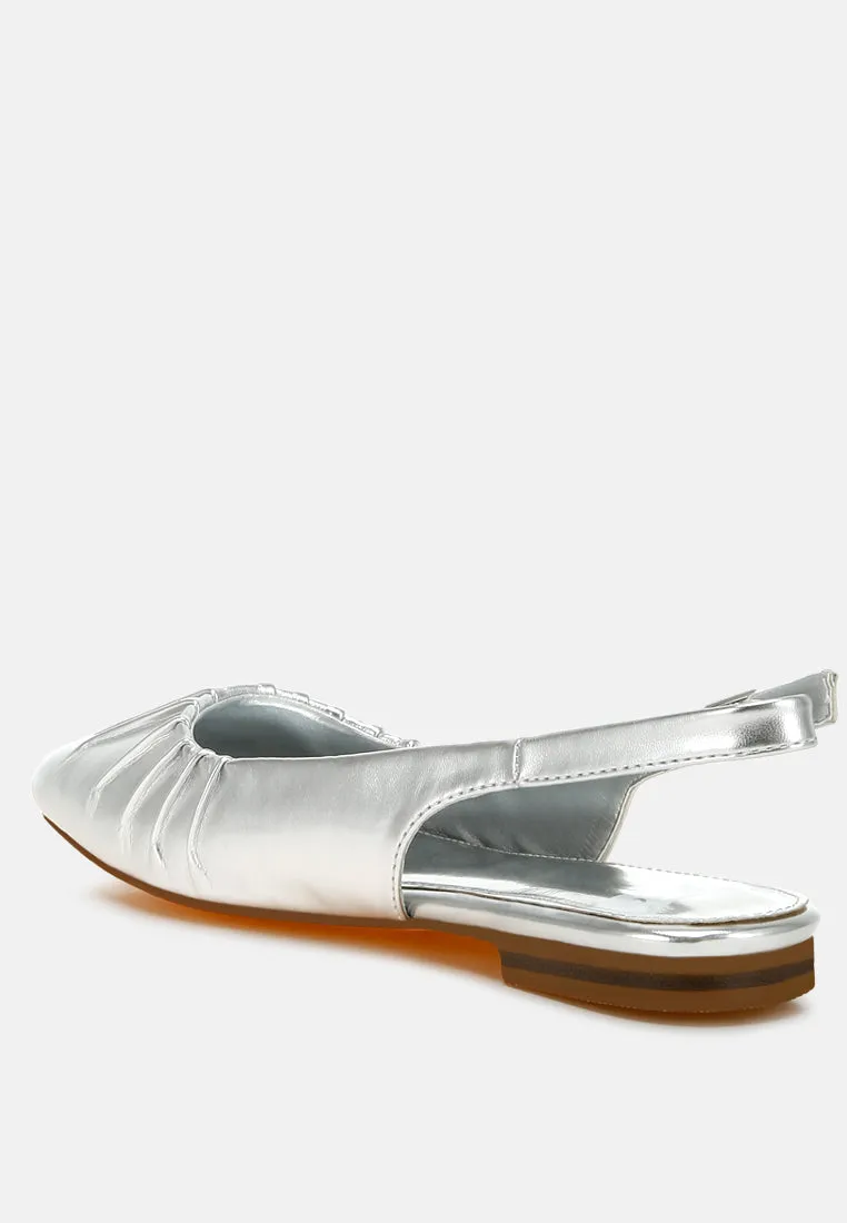 Metallic Square Toe Flat Slingbacks By RUW