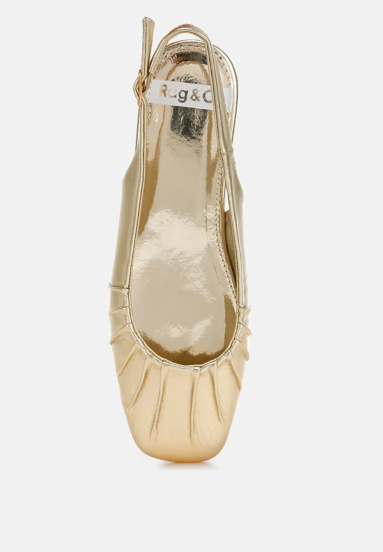 Metallic Square Toe Flat Slingbacks By RUW