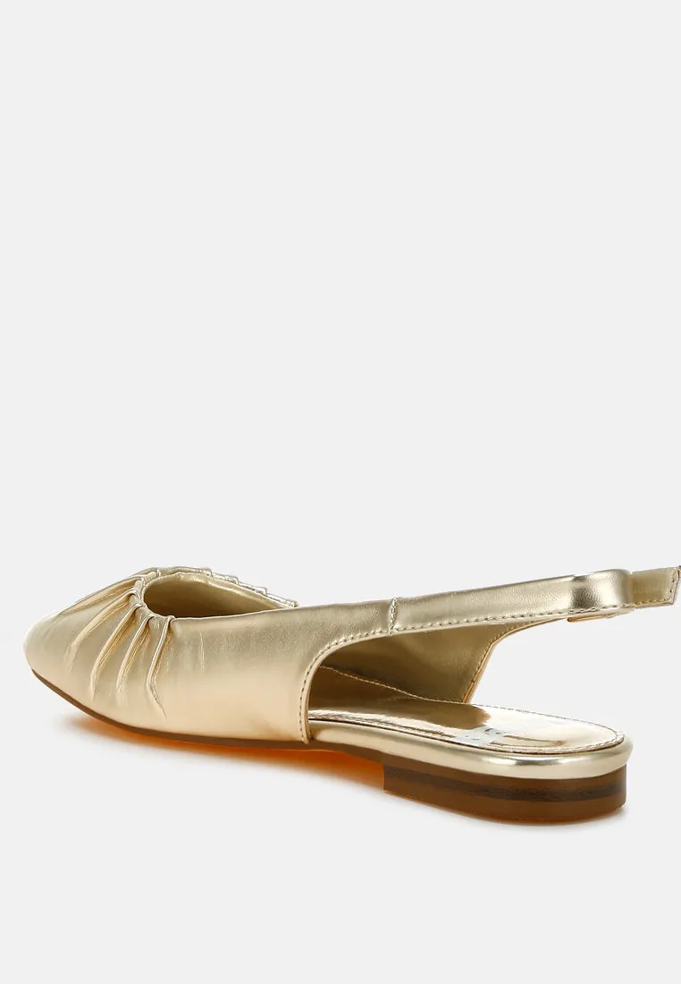 Metallic Square Toe Flat Slingbacks By RUW