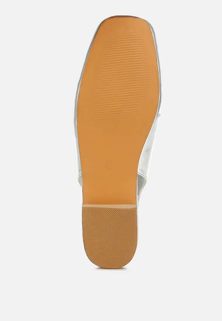 Metallic Square Toe Flat Slingbacks By RUW
