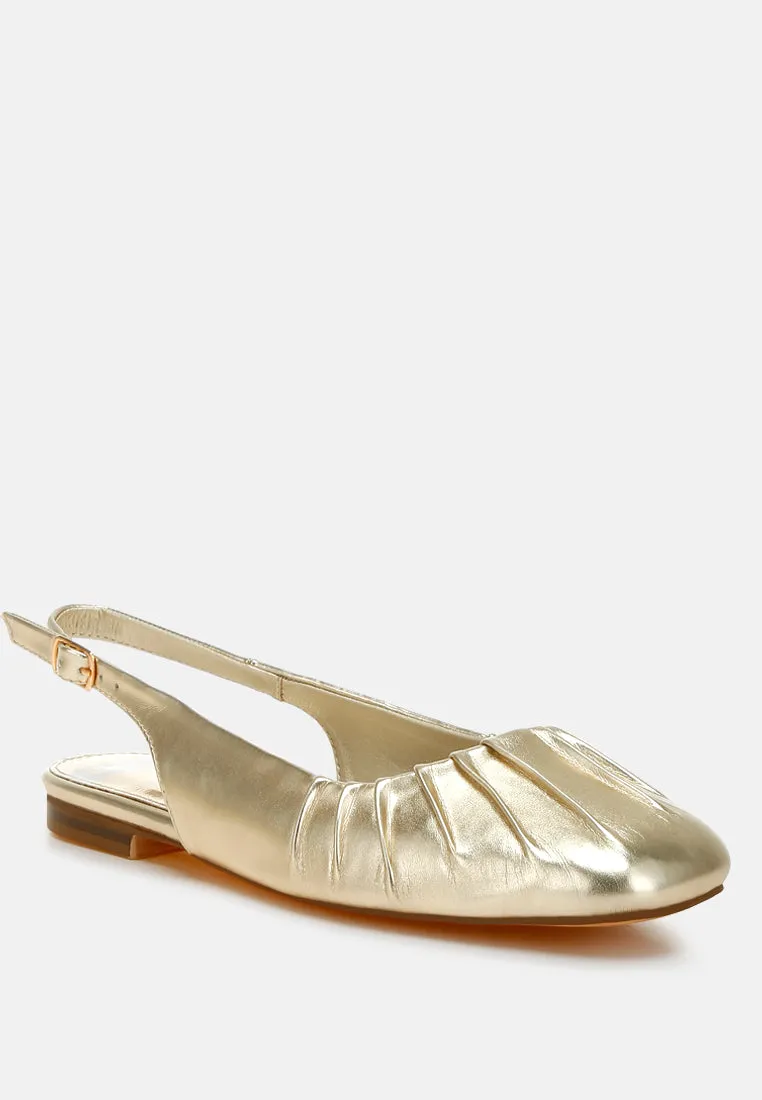 Metallic Square Toe Flat Slingbacks By RUW