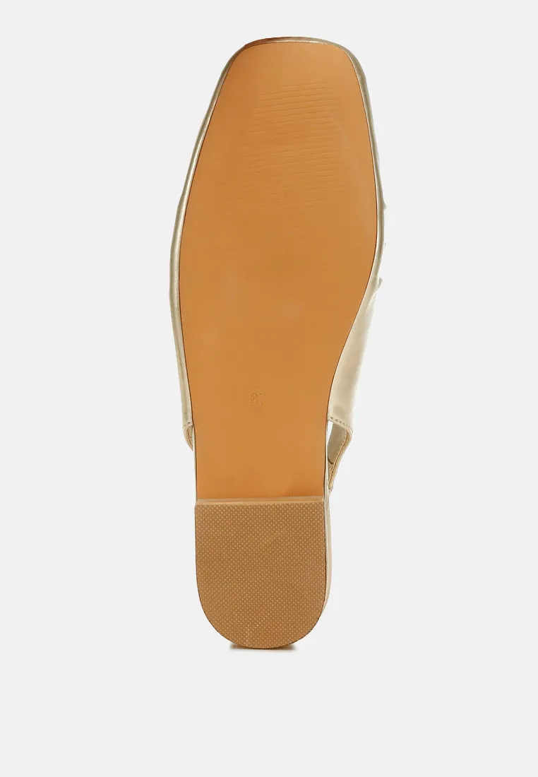 Metallic Square Toe Flat Slingbacks By RUW