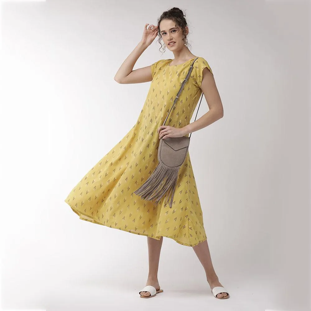 Mustard Cape Sleeve Dress