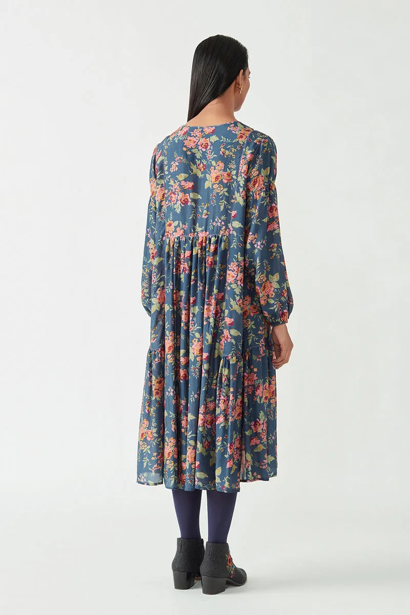 Navy Helen Printed Dress