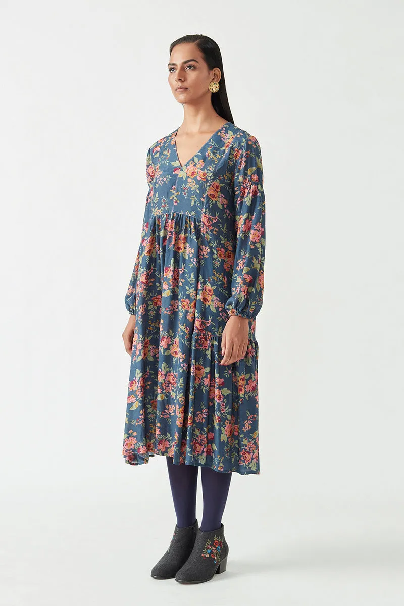 Navy Helen Printed Dress
