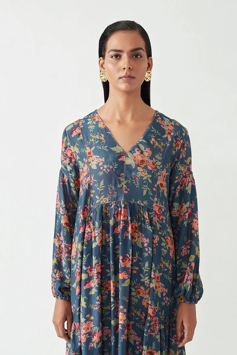 Navy Helen Printed Dress