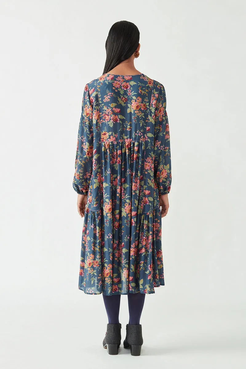 Navy Helen Printed Dress