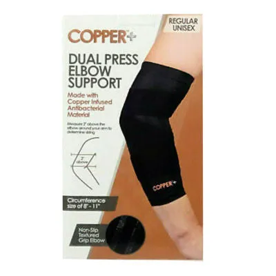 New Copper  Dual Press Elbow Sleeve Brace Sz Regular Unisex!