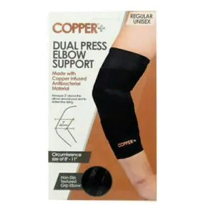 New Copper  Dual Press Elbow Sleeve Brace Sz Regular Unisex!