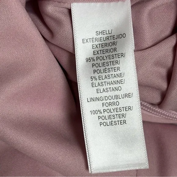 NWT David Bridal V-Neck Foiled Jersey Sheath Dress With Pleats Dusty Rose Size 4