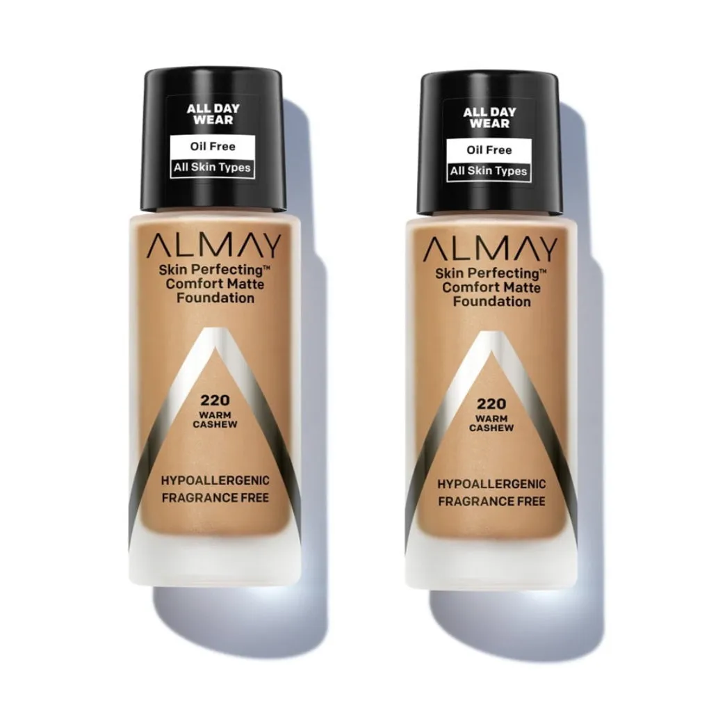 Pack of 2 Almay Skin Perfecting Comfort Matte Foundation, Warm Cashew 220