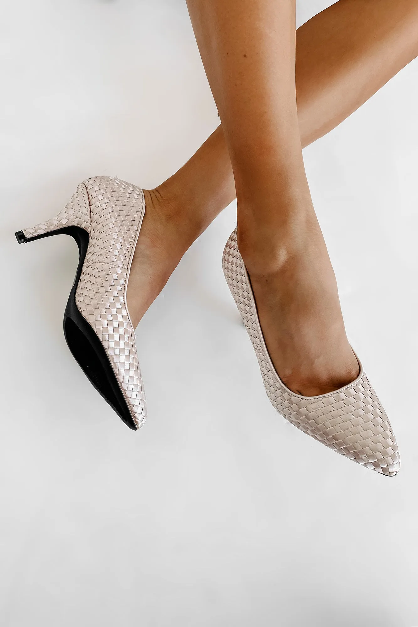 Part Of The Plan Woven Pointed Toe Pumps (Nude)