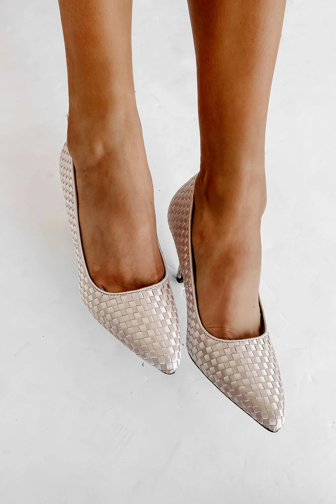 Part Of The Plan Woven Pointed Toe Pumps (Nude)