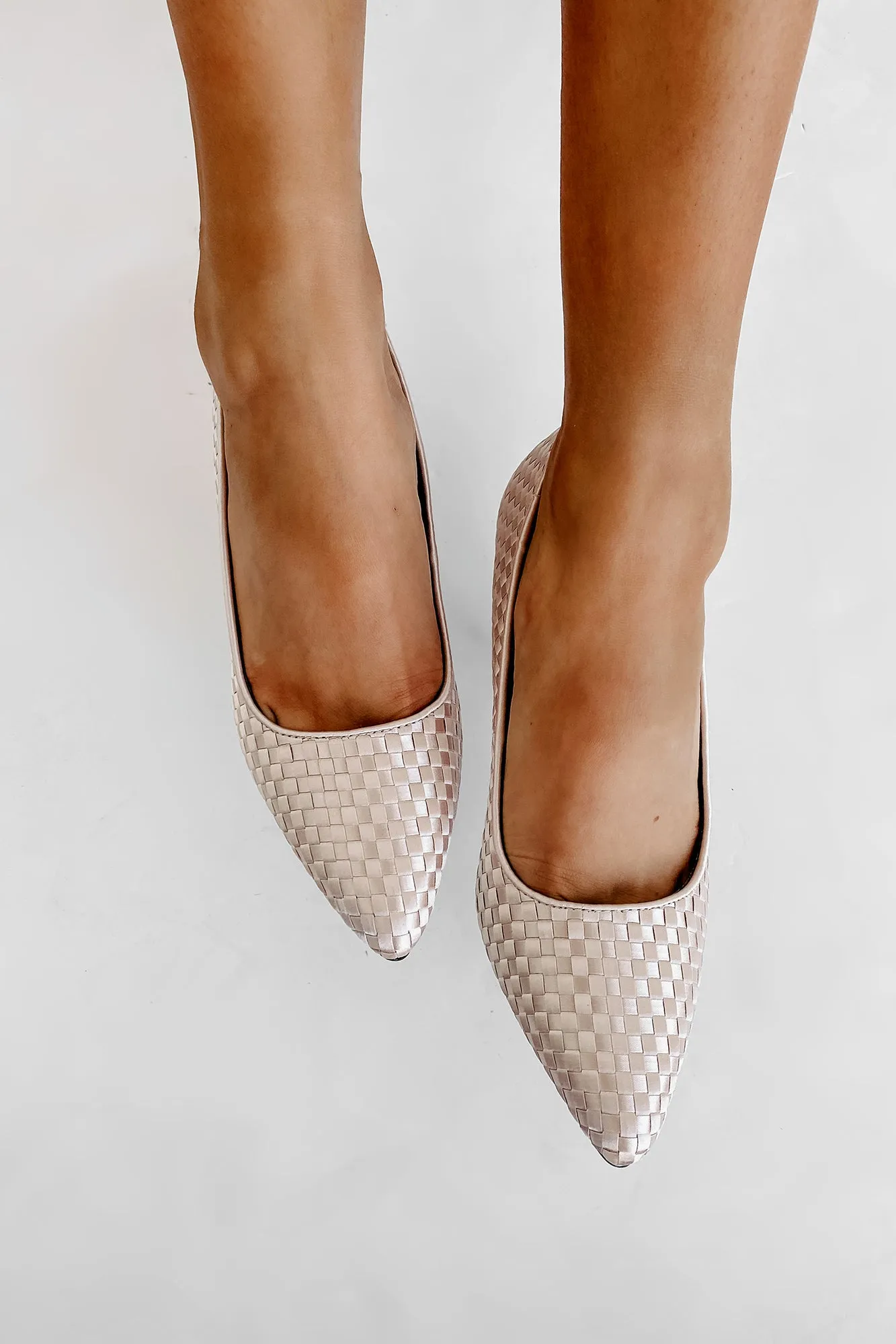 Part Of The Plan Woven Pointed Toe Pumps (Nude)