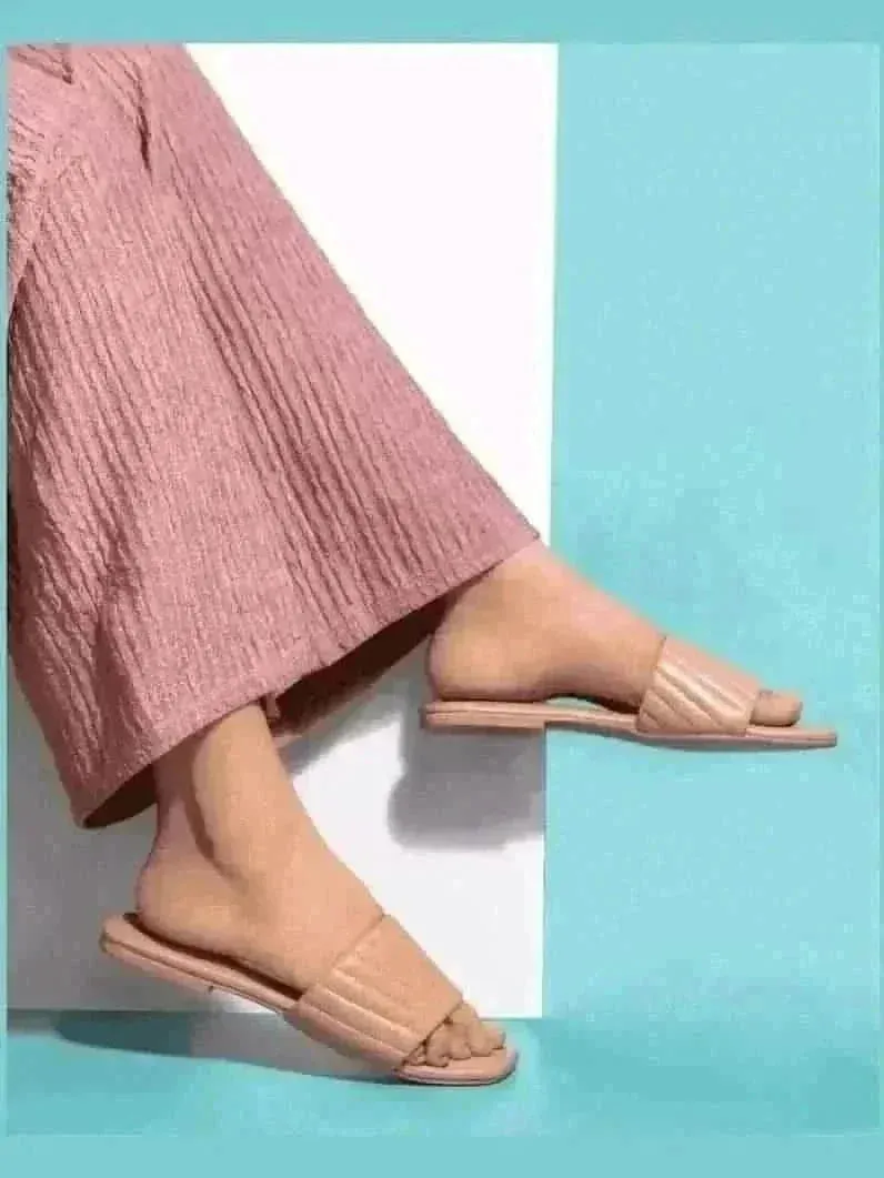 Peachy Furrowed Flats