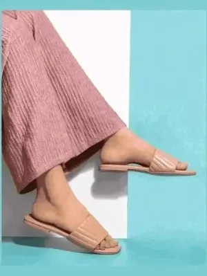 Peachy Furrowed Flats