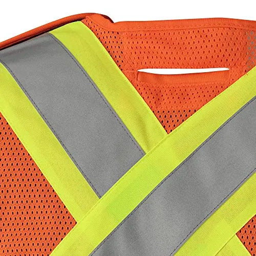 Pioneer FR High Visibility Breathable Tear-Away Safety Vest, Adjustable Size, Orange