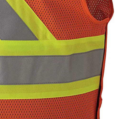 Pioneer FR High Visibility Breathable Tear-Away Safety Vest, Adjustable Size, Orange