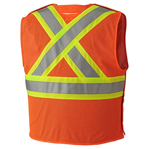 Pioneer FR High Visibility Breathable Tear-Away Safety Vest, Adjustable Size, Orange