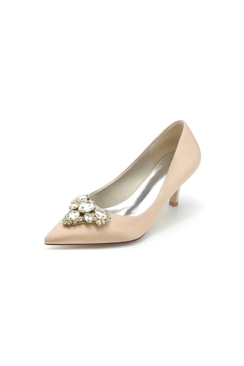 Pointed Toe Stiletto Heels with Rhinestone