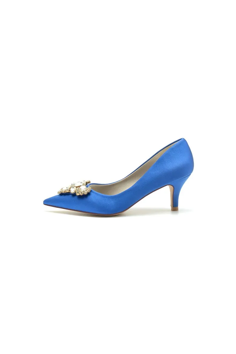 Pointed Toe Stiletto Heels with Rhinestone