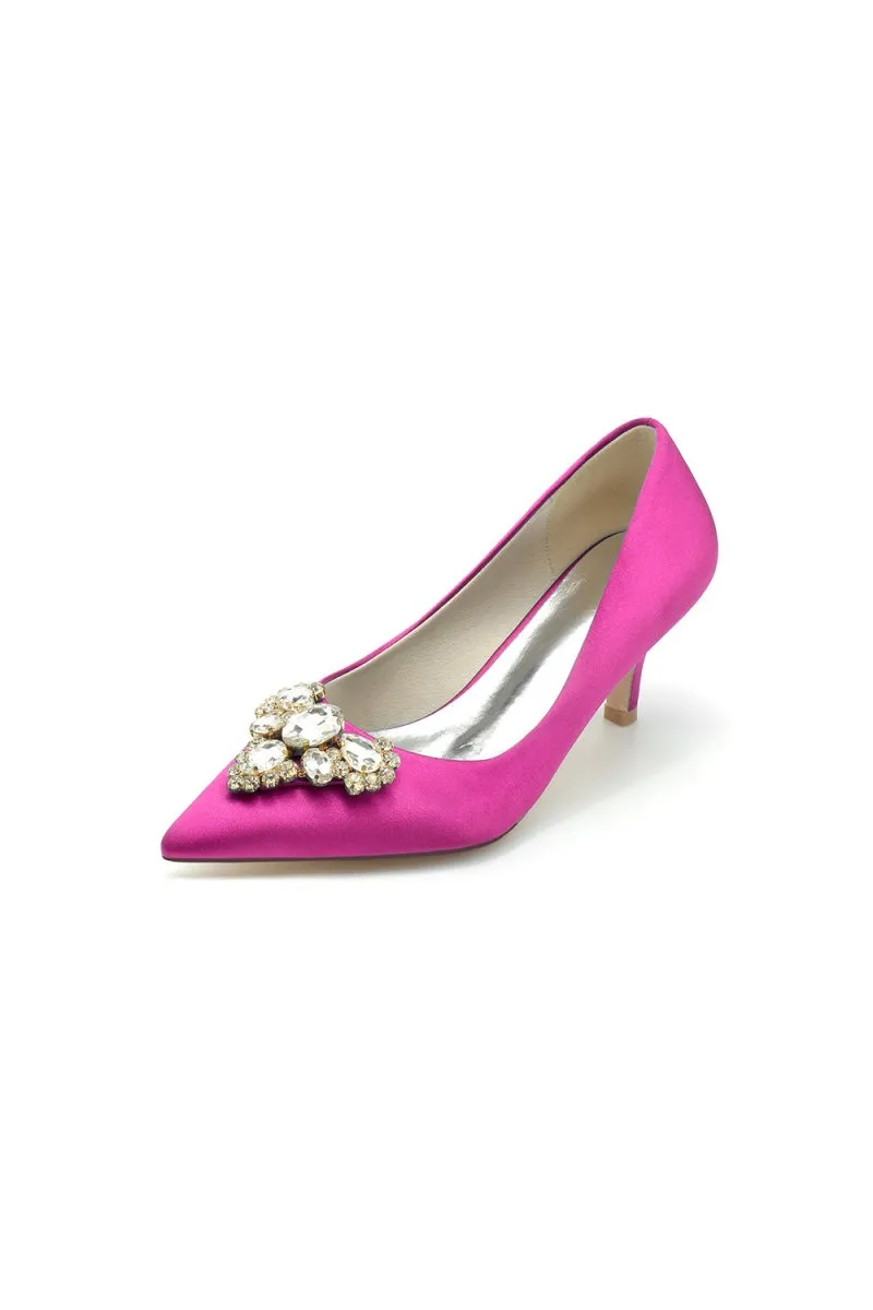 Pointed Toe Stiletto Heels with Rhinestone