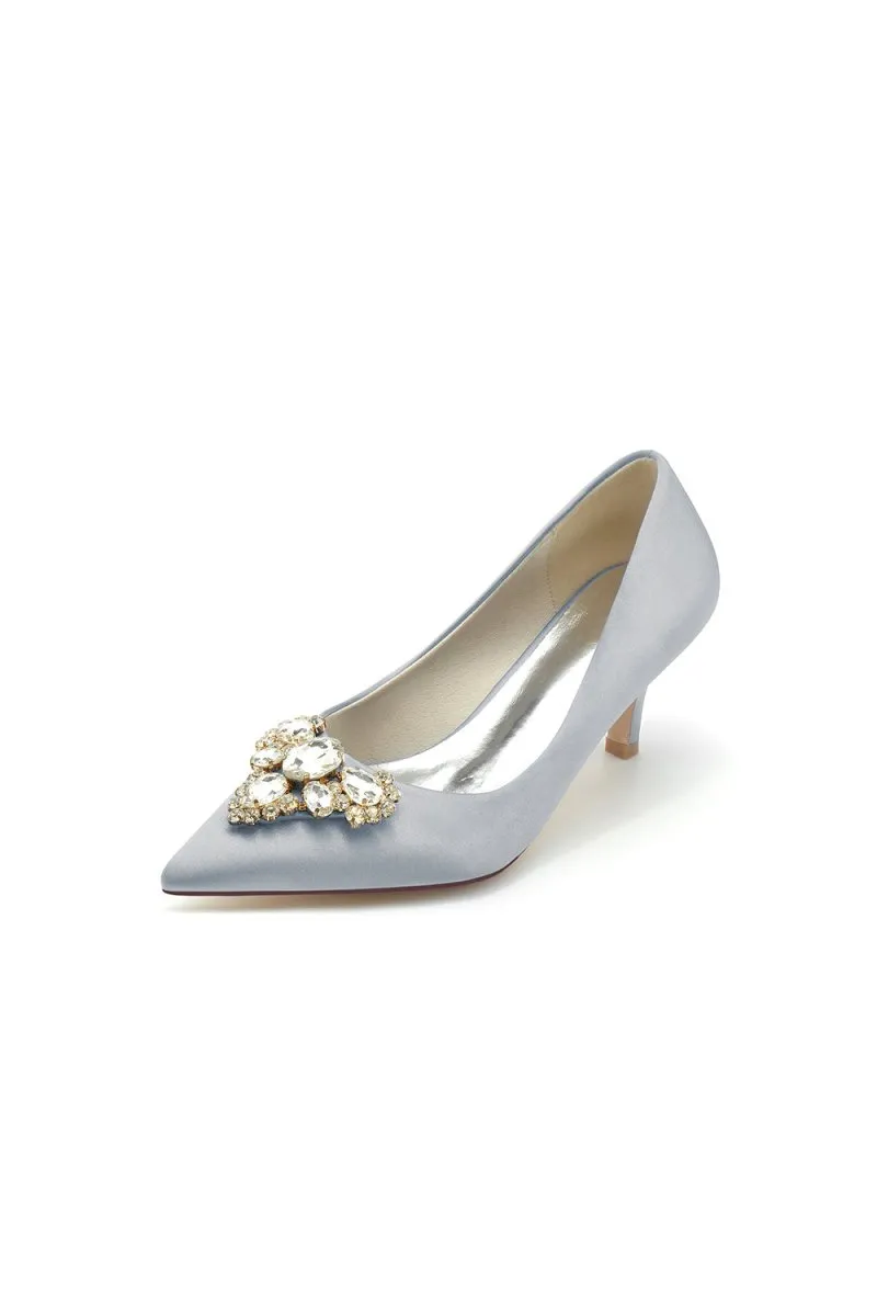Pointed Toe Stiletto Heels with Rhinestone