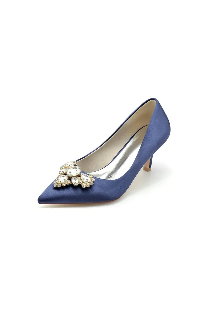 Pointed Toe Stiletto Heels with Rhinestone
