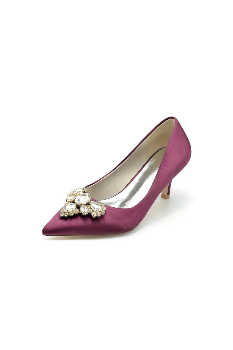 Pointed Toe Stiletto Heels with Rhinestone